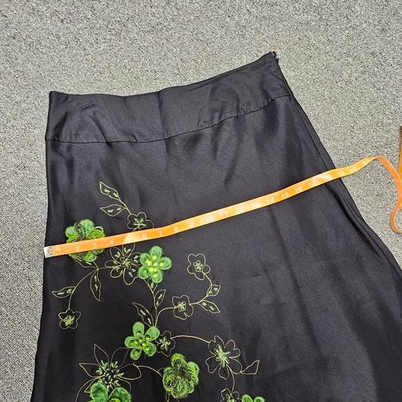 Fairycore Forestcore Artsy Forest Fairy Skirt Black Floral Ribbon Embellished 8 - Picture 9 of 12